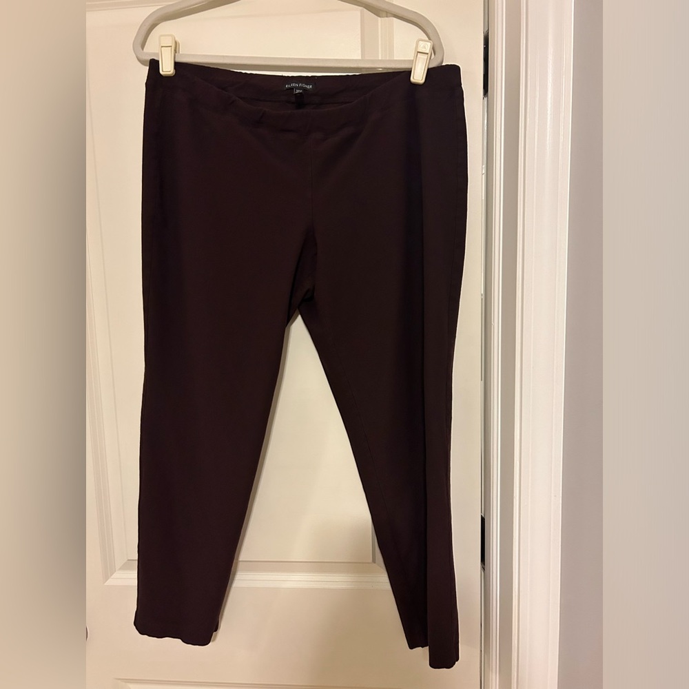 Eileen Fisher Washable Stretch Slim Ankle Crepe Pant - Cassis